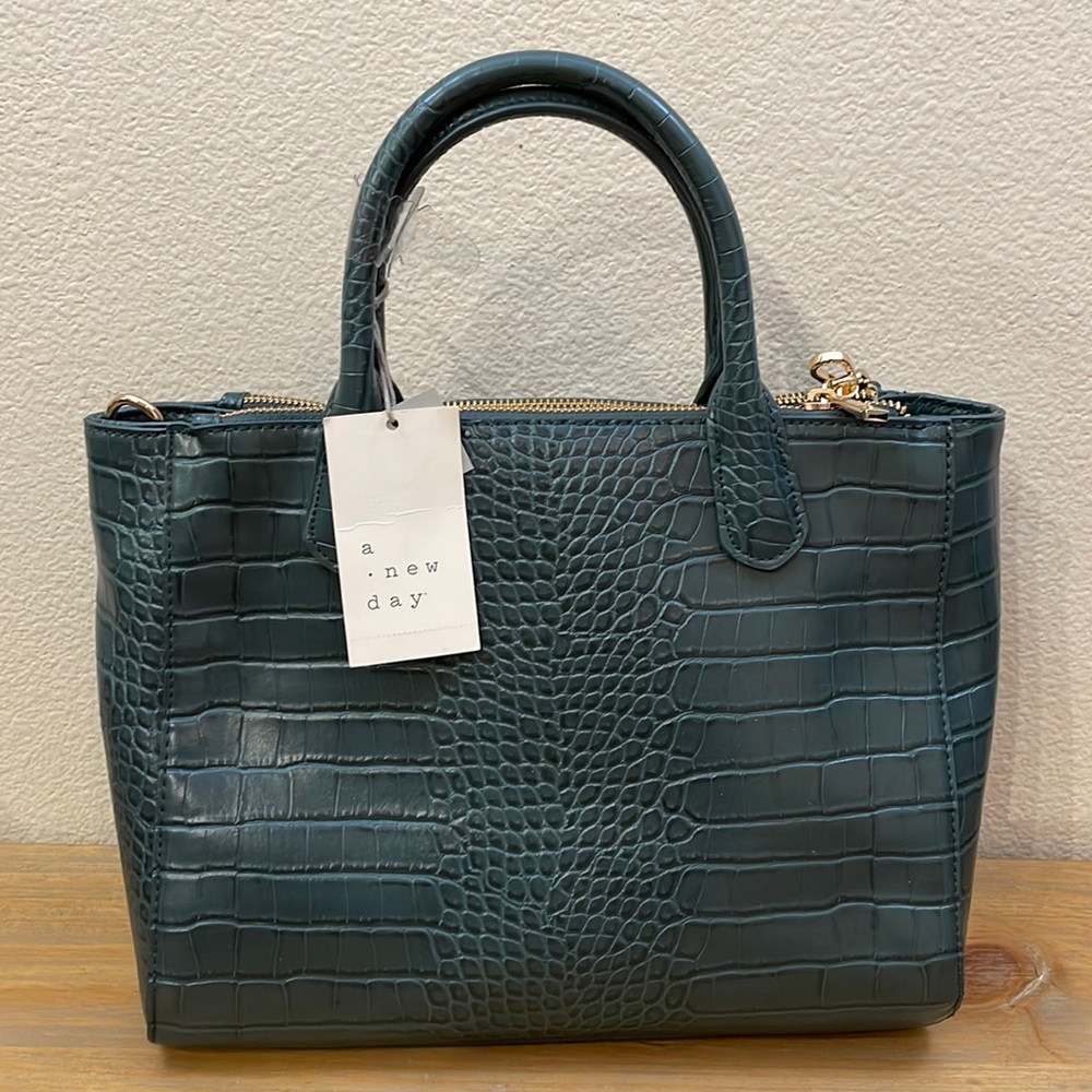 A New Day Croc Style Bag with Long Strap Dark Green